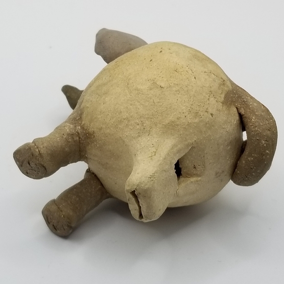 Clay Pottery Whistle Primitive Folk Art Pig Tail Ceramic Handmade Figural Signed - Picture 6 of 11